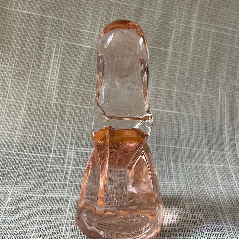 Mosser Glass Jenny Doll Twilight Hunter Pink Art Glass Figurine Vintage 1980 4"